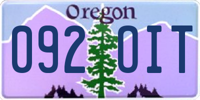 OR license plate 092OIT
