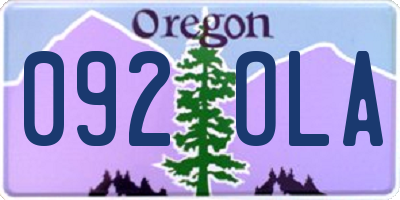 OR license plate 092OLA