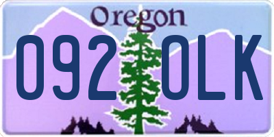 OR license plate 092OLK