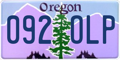 OR license plate 092OLP