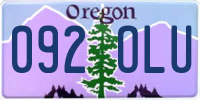 OR license plate 092OLU