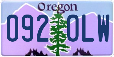OR license plate 092OLW
