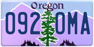 OR license plate 092OMA