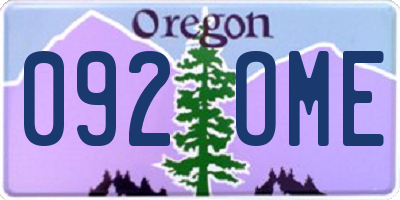 OR license plate 092OME