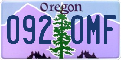 OR license plate 092OMF