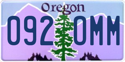 OR license plate 092OMM
