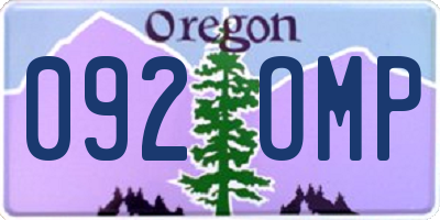 OR license plate 092OMP
