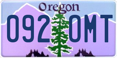 OR license plate 092OMT