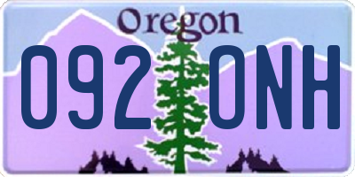 OR license plate 092ONH