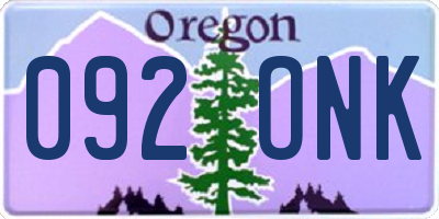OR license plate 092ONK