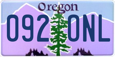 OR license plate 092ONL