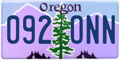 OR license plate 092ONN