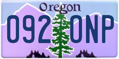 OR license plate 092ONP