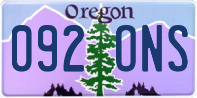 OR license plate 092ONS