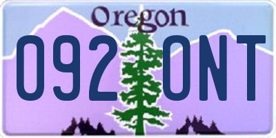 OR license plate 092ONT