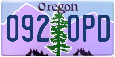 OR license plate 092OPD