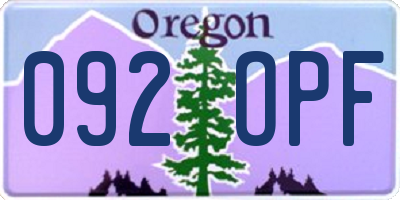 OR license plate 092OPF