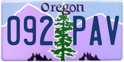 OR license plate 092PAV