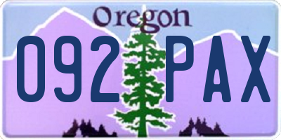 OR license plate 092PAX
