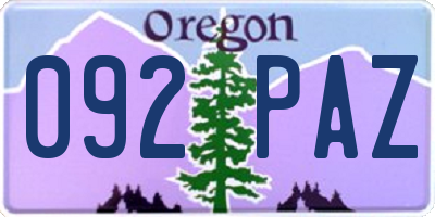OR license plate 092PAZ