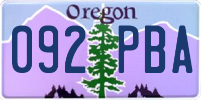 OR license plate 092PBA