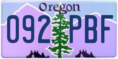 OR license plate 092PBF