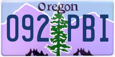 OR license plate 092PBI