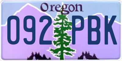OR license plate 092PBK