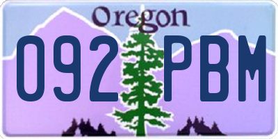 OR license plate 092PBM