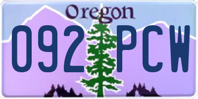 OR license plate 092PCW