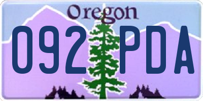 OR license plate 092PDA