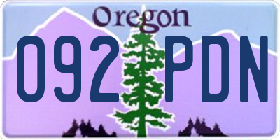 OR license plate 092PDN