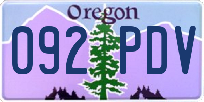 OR license plate 092PDV