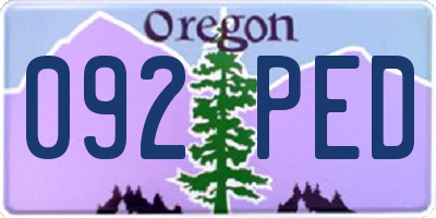 OR license plate 092PED