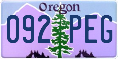 OR license plate 092PEG