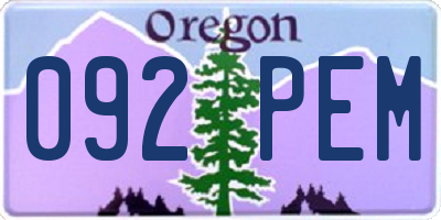 OR license plate 092PEM