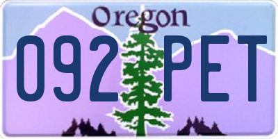 OR license plate 092PET