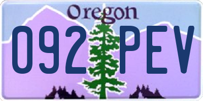 OR license plate 092PEV