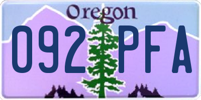 OR license plate 092PFA