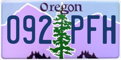 OR license plate 092PFH