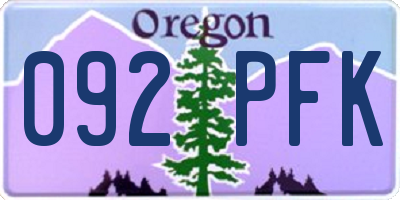 OR license plate 092PFK