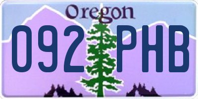 OR license plate 092PHB