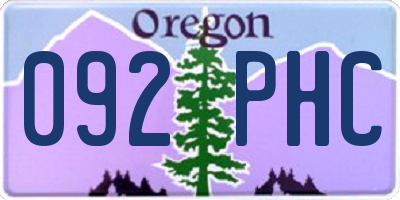 OR license plate 092PHC