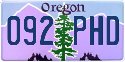 OR license plate 092PHD