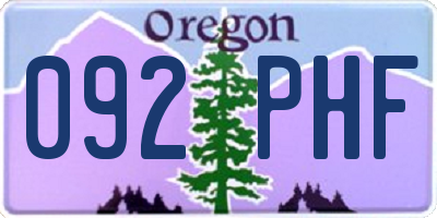 OR license plate 092PHF