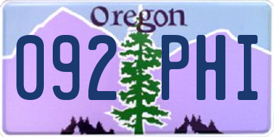 OR license plate 092PHI