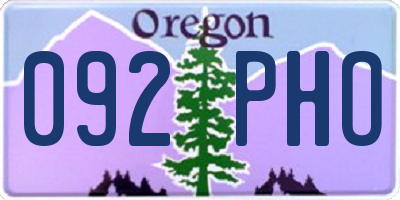OR license plate 092PHO