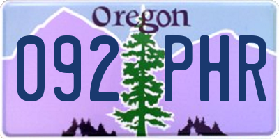 OR license plate 092PHR