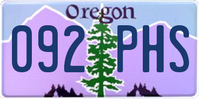 OR license plate 092PHS