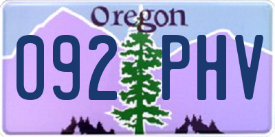 OR license plate 092PHV